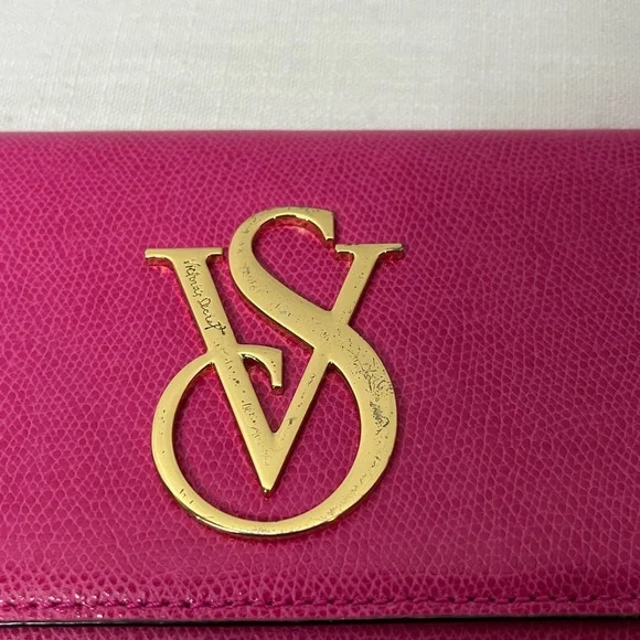 Y2K vintage Victoria's Secret Pink Clutch / Leather Long Wallet Gold Hardware - Picture 7 of 11